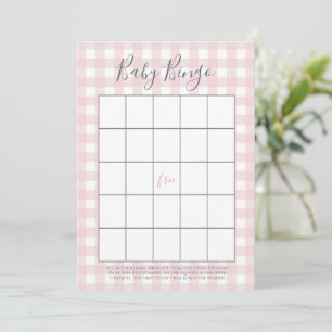 Pink Gingham Baby GIrl Shower Bingo Cards