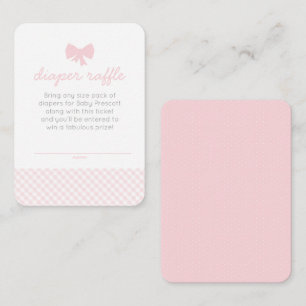 Pink gingham baby shower diaper raffle ticket enclosure card