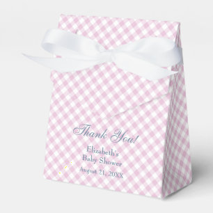 Pink Gingham Baby Shower Favour Box