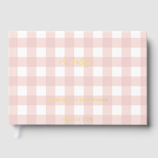 Pink Gingham Baby Shower Guest Book