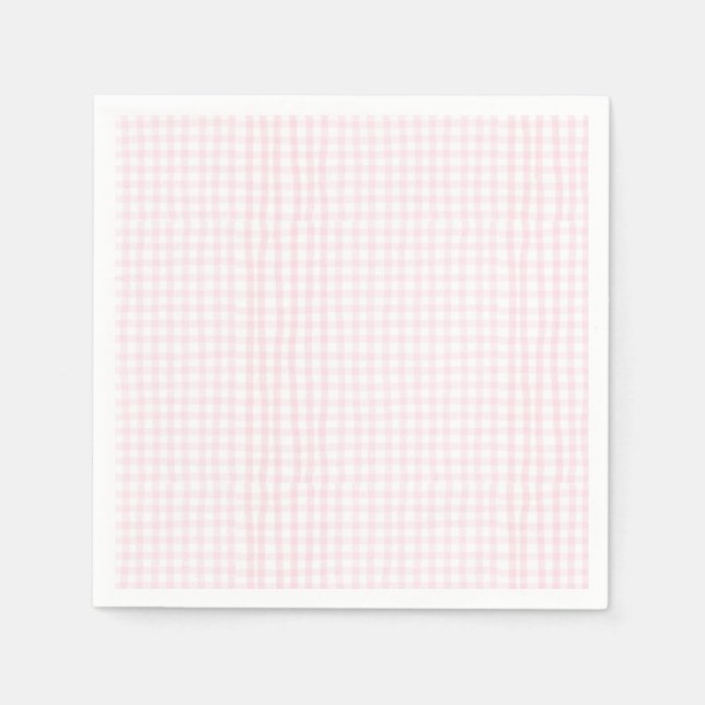 Pink Gingham Baby Shower Napkin (Front)