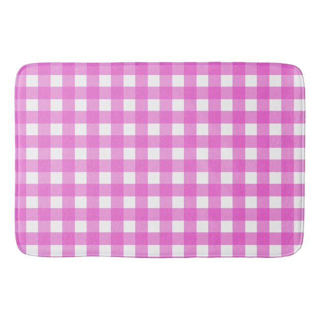Pink gingham bath mat (Front)