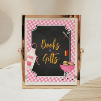 Pink Gingham BBQ Baby Shower Books and Gifts