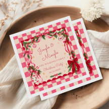 Pink Gingham Bow Christmas Party