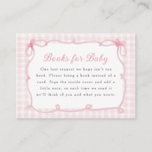 Pink Gingham Bow Frame Books for Baby Enclosure Card