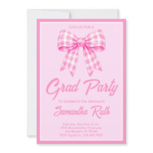 Pink Gingham Bow Graduation Party