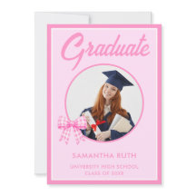 Pink Gingham Bow Photo Graduation