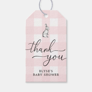Pink Gingham Bunny Rabbit Thank You Favour Tag
