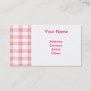 Pink Gingham Business Card