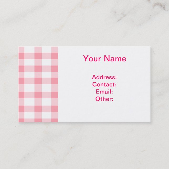 Pink Gingham Business Card (Front)