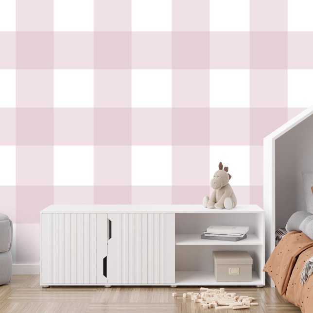 Pink gingham check large cute simple plaid wallpaper (Creator Uploaded)