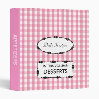Pink Gingham Check Pattern Binder