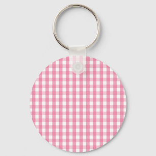 Pink Gingham Check Pattern Keychain