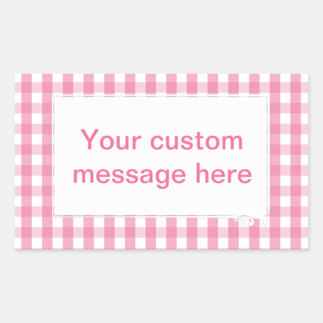 Pink Gingham Check Pattern Sticker (Front)