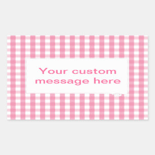 Pink Gingham Check Pattern Sticker