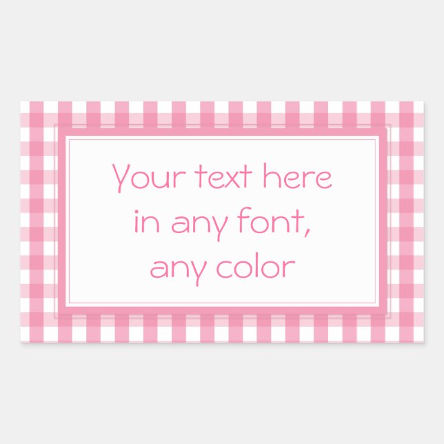 Pink Gingham Check Pattern Sticker (Front)