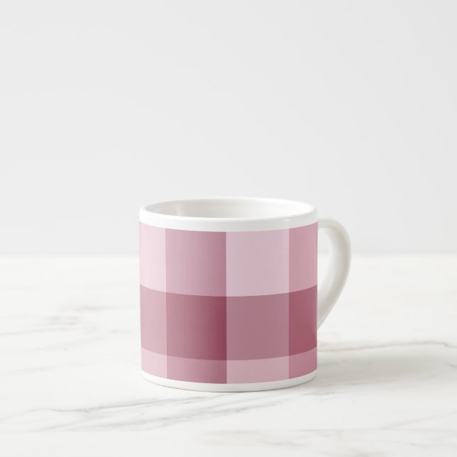 Pink Gingham Check Plaid Design Espresso Cup (Front Right)