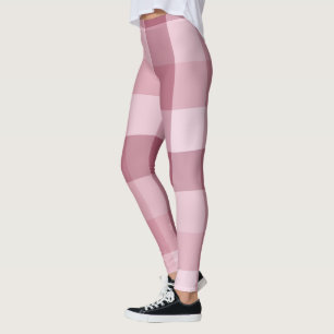 Pink Gingham Check Plaid Design Leggings