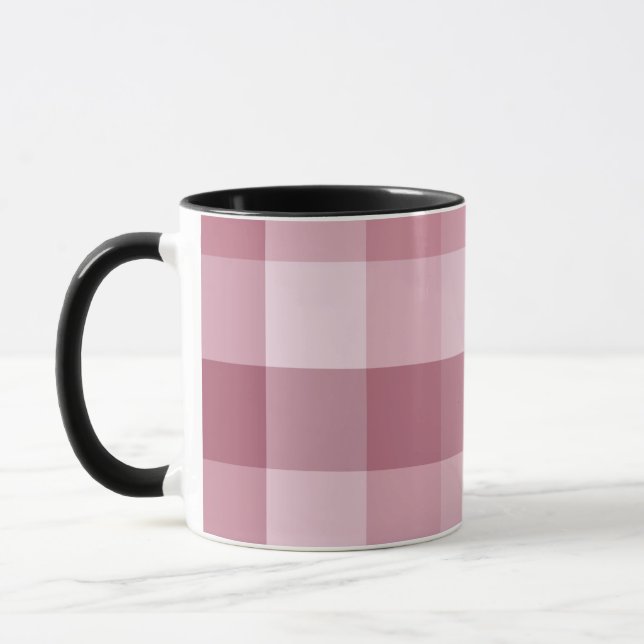 Pink Gingham Check Plaid Design Mug (Left)