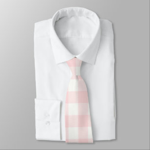 Pink Gingham Check Plaid Tie