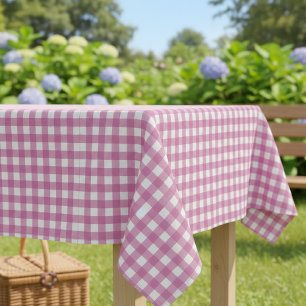 Pink Gingham Checkered Tablecloth for Parties