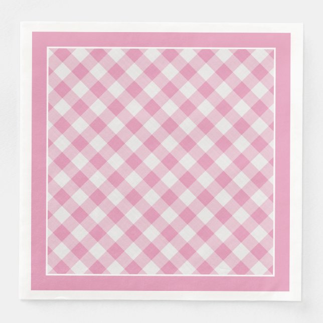 Pink Gingham Checks Pattern For All Occasions Napkin (Front)