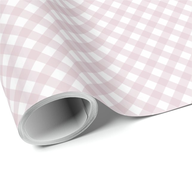 Pink gingham checks simple cute plaid wrapping paper (Roll Corner)