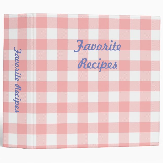 Pink Gingham Cookbook Binder (Front/Spine)