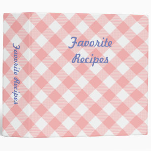 Pink Gingham Cookbook Binder