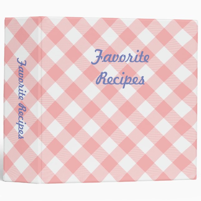 Pink Gingham Cookbook Binder (Front/Spine)