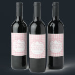 Pink Gingham Coquette Bow Bridal Shower Wine Label<br><div class="desc">A charming blend of classic and coquette, this pastel gingham party collection brings a soft, preppy touch to your celebration. Featuring delicate gingham patterns paired with sweet bow accents, each piece is designed to create a light, feminine, and effortlessly polished party aesthetic. Perfect for showers, birthdays, and garden-inspired gatherings, this...</div>
