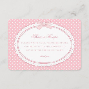 Pink Gingham Coquette Bow Share a Recipe Enclosure Card