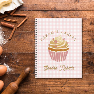Pink Gingham Cupcake Pastry Chef Notebook