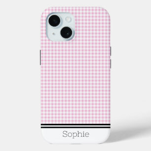 Pink Gingham Custom Samsung iPhone 15 Case