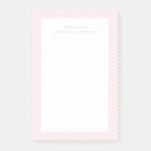 Pink gingham cute sweet personalized post-it notes