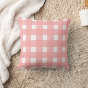 Pink Gingham Design Throw Pillow