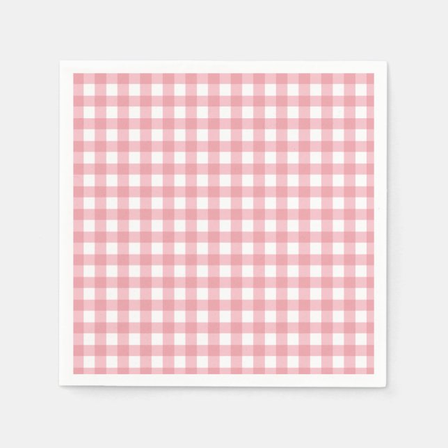 Pink gingham farm birthday napkin (Front)