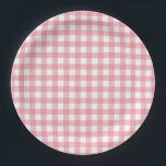 Pink gingham farm birthday paper plate<br><div class="desc">pink gingham birthday party plates perfect for a farm theme birthday. Matches our Cow birthday party designs.</div>