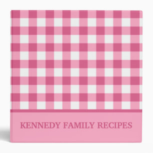Pink Gingham Farmhouse Kitchen Recipe Personalized Binder