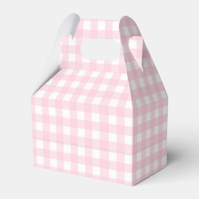 Pink Gingham Favor Box (Front Side)