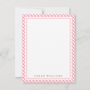 Pink Gingham Flat Thank You Notes Invitation