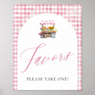 Pink Gingham Fresh Off The Market Favours Sign