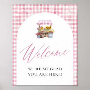 Pink Gingham Fresh Off The Market Welcome Sign
