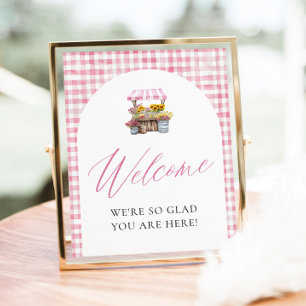 Pink Gingham Fresh Off The Market Welcome Sign