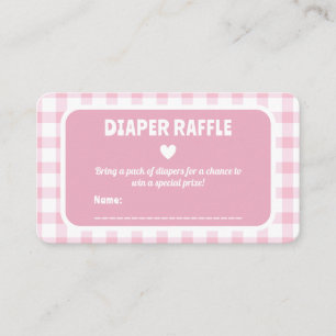 Pink Gingham Girl Baby Shower Diaper Raffle Ticket Enclosure Card