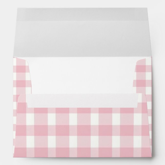 Pink Gingham Girl Baby Shower  Envelope (Back (Bottom))