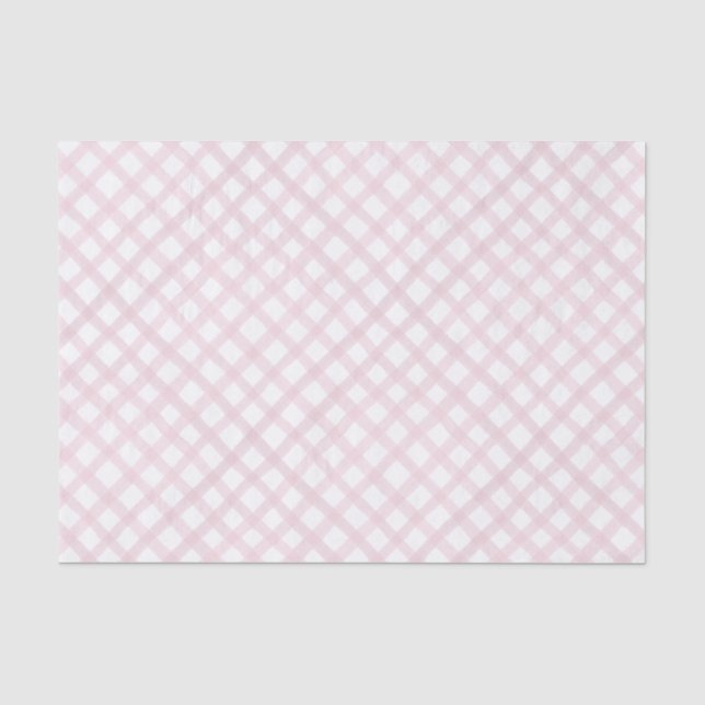 Pink Gingham Girl Baby Shower Tissue Paper (Front)