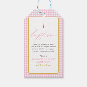 Pink Gingham Girl Baptism – Thank You for Coming Gift Tags