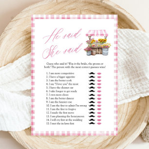 Pink Gingham He Said She Said Bridal Shower Game Invitation