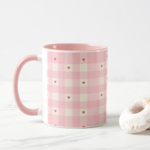 Pink Gingham Hearts Valentine  Mug